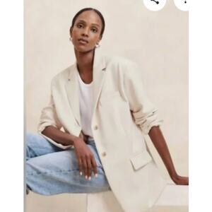 Banana Republic Oversized Blazer Jacket Transitional Cream Size 10